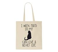 I work hard so My Cat can have a better life tote style shopping bag - natural