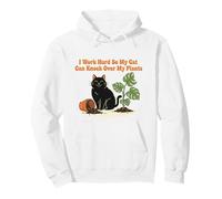 I Work Hard So My Cat Can Knock Over Plants Funny Retro Pullover Hoodie