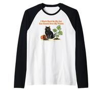 I Work Hard So My Cat Can Knock Over Plants Funny Retro Raglan Baseball Tee