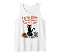 I Work Hard So My Cat Can Knock Over Plants Funny Retro Tank Top