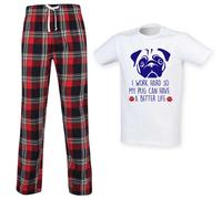 I Work Hard So My Pug Can Have A Better Life Tartan Pyjama Set 60 SECOND MAKEOVER Red XXL