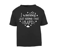 I Work Out just Kidding I take naps Statement [BBY5] Short Sleeve Cotton Toddler t Shirt, 1-2 Years, Black