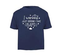 I Work Out just Kidding I take naps Statement [BBY5] Short Sleeve Cotton Toddler t Shirt, 3-4 Years, Navy