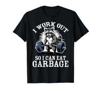 I Work Out So I Can Eat Garbage Raccoon Design Value Graphic T-Shirt, Men, Black, XL