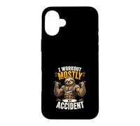 I Workout Mostly By Accident - Funny Sloth Design Case for iPhone 16 Plus