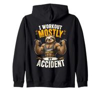 I Workout Mostly By Accident - Funny Sloth Design Zip Hoodie