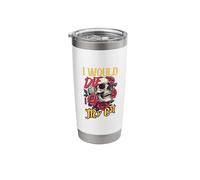 I Would Die for My Cat Skull Roses Stainless Steel Insulated Tumbler