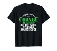 I Would Love to Change the World with Source Code Value Graphic T-Shirt, Men, Black, M