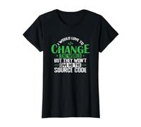I Would Love to Change the World with Source Code Value Graphic T-Shirt, Women, Black, M