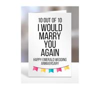 I Would Marry You Again Card, Gifts for Husband, Wife, Spouse, Couple, Partner, Happy Emerald Wedding Anniversary, Men, Women, Funny, Joke, 10 Out of 10, A5-192_138