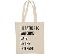 I Would Rather Be Watching Cats On The Internet Natural Cotton Tote Bag White