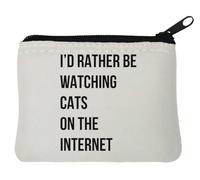 I Would Rather Be Watching Cats On The Internet Neoprene Coin Purse Pouch 10x11cm White