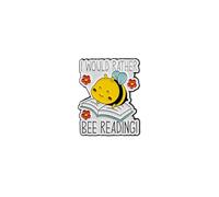 I Would Rather Bee Reading Pun Bee Bookish Enamel Pin, Cute Book Lover Pin Brooch, Kawaii Bee Bookworm Brooch Badge For Book Nerd Bibliophile Teacher Librarian, Funny Bookish Reader Lapel Badges, Cute
