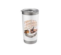I Write to Remember Caffeine Coffee Drinker Book Writer Stainless Steel Insulated Tumbler