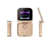 I16 Pro Flip Mobile Phone, Foldable Non-smartphone Elderly Phone with Large Button, 2G Network Dial, 2SIM Card, Gift for Father's Day/Mother's Day, Easy to Use(Color:Gold)