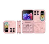 I18pro Mini Foldable Flip Mobile Phone with 2.4 Inch Screen, Dual SIM Big Buttons LED Flashlight Senior Basic Cell Phone, Easy to Use Cell Phone for Seniors(Color:Pink)