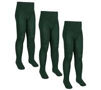 i2i 3 Pairs of Girls Cotton Rich Knitted Tights Bottle Green 9-10
