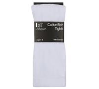I2I Childrens 3 Pair Girls Tights Back to School Plain Colou Cotton Rich New, White - 3 Pairs, 7-8 Years