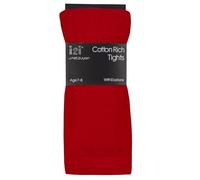 I2I Childrens 3 Pair Girls Tights Back to School Plain Coloured Cotton Rich New, 2-3 Years, Red - 3 Pairs