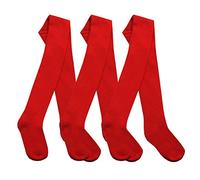 I2I Childrens 3 Pair Girls Tights Back to School Plain Coloured Cotton Rich New, 2-3 Years, Red - 3 Pairs