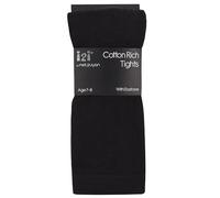 I2I Childrens 3 Pair Girls Tights Back to School Plain Coloured Cotton Rich New, Black - 3 Pairs, 11-12 Years