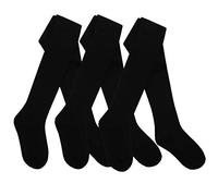 I2I Childrens 3 Pair Girls Tights Back to School Plain Coloured Cotton Rich New, Black - 3 Pairs, 5-6 Years