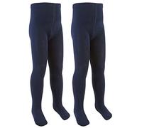 i2i Girls Cotton Rich Plain Knit Tights 2 Pack Blue 2-3 Years