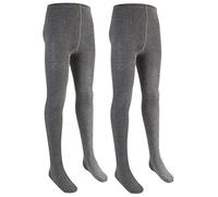 i2i Girls Cotton Rich Plain Knit Tights 2 Pack Grey 3-4 Years
