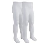 i2i Girls Cotton Rich Plain Knit Tights 2 Pack White 3-4 Years