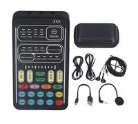 I9 Voice Changer Set, Portable Sound Board Voice Changer, Mini Live Broadcast Sound Card with 8 Sound Effects for Game Anchor Recording Computer (English Version)