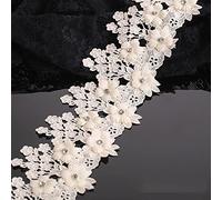 Iace Trim Floral Lace Trims with Rhinestones, 3D(Apricot)