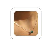 Iaceble Boho Crystal Choker Necklace Green Square Crystal Necklace Chain Crystal Cube Pendant Necklace Silver Cube Choker Necklace Jewelry for Women, Zinc, No Gemstone