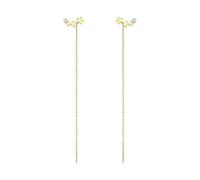 Iaceble Boho Long Star Chain Threader Dangle Earrings Crystal Star Drop Stud Earrings Gold Bar Pull Through Earrings Jewelry for Women and Girls