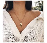 Iaceble Boho Pharaoh Necklace Choker Egyptian Pendant Necklace Pharaoh Queen Necklace Gold Egyptian Portrait Necklace Nefertiti Head Necklace Chain Jewelry for Women