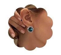 Iaceble Boho Round Emerald Stud Earring Cz Green Gemstone Earrings Crystal Halo Emerald Earrings Green Rhinestone Earrings Jewelry for Women, Zinc, No Gemstone