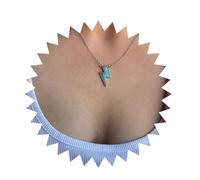 Iaceble Boho Turquoise Lightning Bolt Necklace Lightning Pendant Necklace Silver Bolt Choker Necklace Minimalist Turquoise Necklace Chain Jewelry for Women