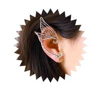 Iaceble Gothic Elf Ear Wraps - Black Wings Ear Cuffs & Cartilage Earrings - Vintage Elves Style - Metal Wings Ear Crawlers - Halloween Cosplay Jewelry for Women (Black Right), Stainless Steel, Alloy