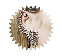 Iaceble Leaf Ear Climbers Earrings Punk Rhinestone Stud Earrings Gold Cz Cluster Ear Cuff Earrings Crystal Pearl Wrap Ear Cuff Earrings Jewelry for Women