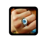 Iaceble Punk Devil Blue Eye Ring Blue Devil Eye Funny Ring Vintage Large Eyes Finger Rings Gothic 3D Eyes Wrap Rings Jewelry for Women, Zinc, No Gemstone