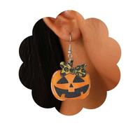Iaceble Punk Halloween Pumpkin Dangle Earrings Orange Pumpkin Earrings Pumpkin Bow Earrings Wooden Pumpkin Drop Earrings Pumpkin Face Earrings Jewelry for Women(Bow), Zinc, No Gemstone