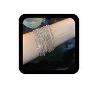Iaceble Sparkling Tennis Bracelet Chain Tiny Colorful Rhinestone Bracelet Gold Cz Stretch Bracelet Bling Crystal Bracelet Jewelry For Women, L, Zinc, no gemstone