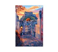 IADNG Edinburgh Castle And Georgian Townhouses Canvas Poster Bedroom Decor Landscape Decor Gift 08x12inch(20x30cm)