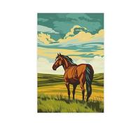 IADNG Horse in A Prairie Canvas Poster Bedroom Decor Landscape Decor Gift 24x36inch(60x90cm)