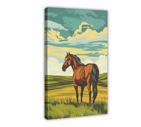 IADNG Horse in A Prairie Canvas Poster Wall Art Print Picture Paintings 20x30inch(50x75cm)