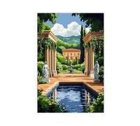 IADNG Roman Pavilion with Vine Arches And Laurel Fountain Canvas Poster Bedroom Decor Landscape Decor Gift 12x18inch(30x45cm)