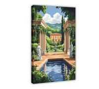 IADNG Roman Pavilion with Vine Arches And Laurel Fountain Canvas Poster Bedroom Decor Landscape Decor Gift 20x30inch(50x75cm)