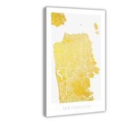IADNG San Francisco Map Art Poster Canvas Poster Wall Art Print Picture Paintings 16x24inch(40x60cm)