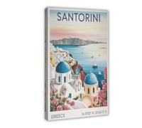 IADNG Santorini Greece Travel Poster Canvas Poster Wall Art Print Picture Paintings 08x12inch(20x30cm)