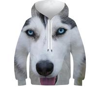 IAEXFGHJZ Pet Dog 3D Printed Athletic Drawstring Pullover Novelty Funny Siberian Husky Panda Long Sleeve with Pockets Hooded Sweatshirt for 6-16 Years Boys Girls Kids Teen 7-9Y