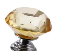 IAFANOZ 1pc for Crystal Handle Diamond Glass Knob + 3 Sizes Screws Cabinet Pull 30mm Furniture Clear White Blue Yellow Pink Green Black Red(Yellow)